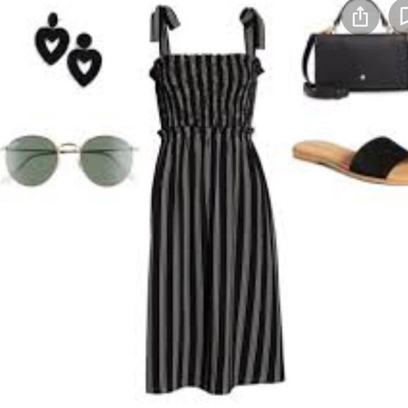 Ali & Jay Black & White Striped Smocked Mini Dress - Picture 2 of 11